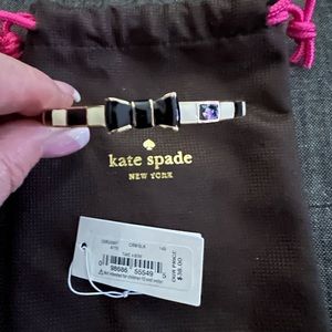 Kate Spade Take A Bow Bangle Bracelet Black Cream NWT